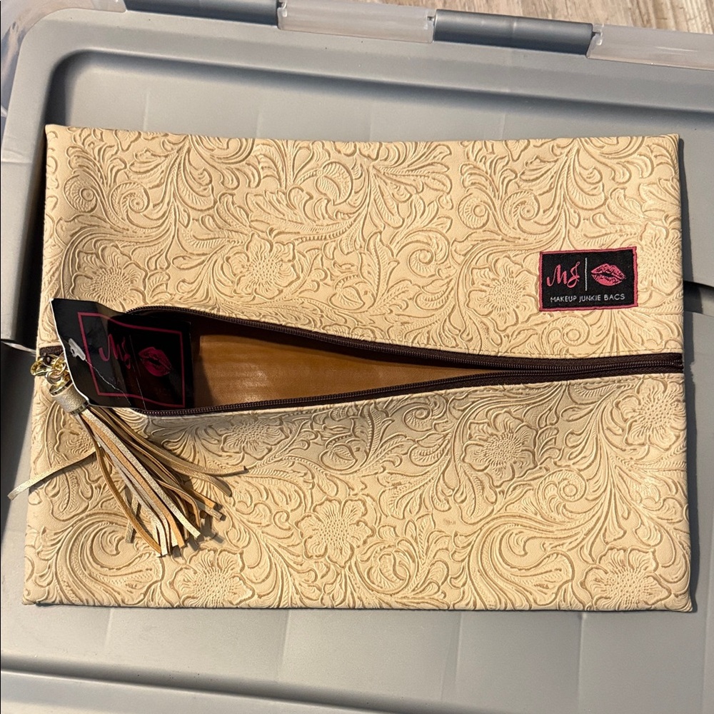 MJ Beige Embossed Clutch Bag